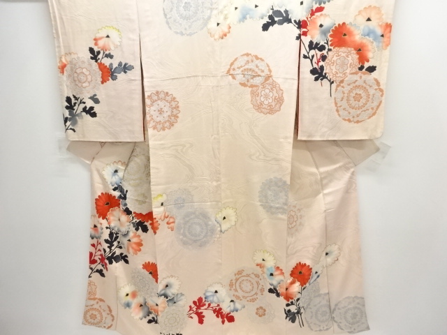 JAPANESE KIMONO / ANTIQUE KIMONO / TAISHO ROMAN STYLE / LACQUERED / KIKU